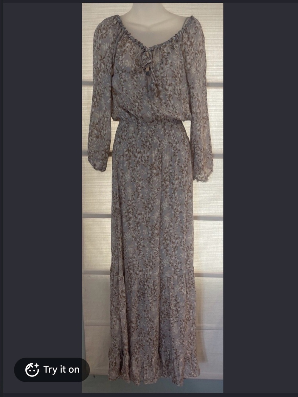 Calypso st barth maxi fully silk long sleeve dress